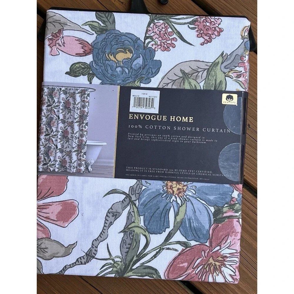 Envogue Home Mireille Shower Curtain Birds On Branches Floral 100% Cotton New